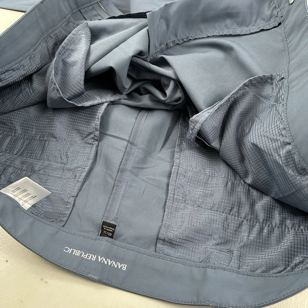 Banana‎ Republic Performance Tech Pants Men 40x34 Blue Gray Travel Golf Chino